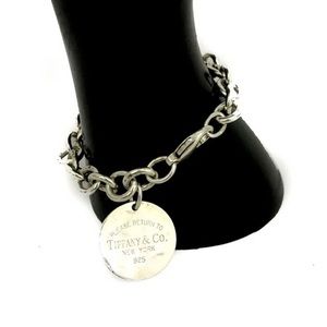 Authentic Tiffany & Co. Sterling Silver Round Tag Charm Bracelet